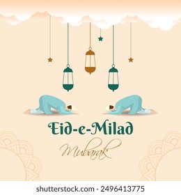 Vector illustration of Eid-e-Milad an-Nabi social media feed template