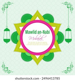 Vector illustration of Eid-e-Milad an-Nabi social media feed template