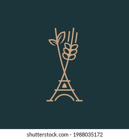 vector, Illustration. Eiffel bread logo. food and drink company.