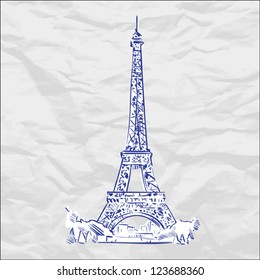 Vector illustration with eiffel tower.