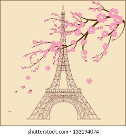 Vector illustration of Eiffel tower
