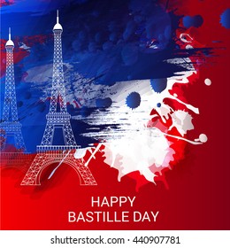 Vector illustration of a Eiffel Tower Background for France Bastille Day.