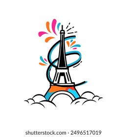 vector illustration of the eiffel tower with cheerful colors
