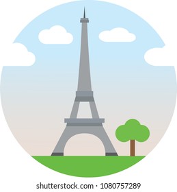 Vector Illustration of Eiffel Tower in a Circle