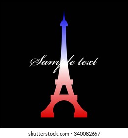 Vector illustration of Eiffel tower in the colors of the flag of France.