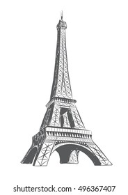 vector illustration of eiffel tower drawn in sketch style. EPS