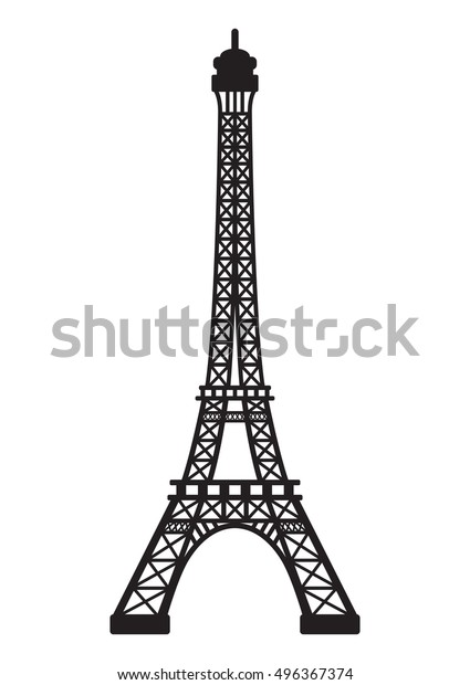 Vector Illustration Eiffel Tower Drawn Schematic Stock Vector (Royalty ...