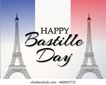 Vector illustration of a Eiffel Tower for France Bastille Day.