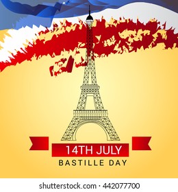 Vector illustration of a Eiffel Tower for France Bastille Day.