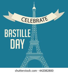 Vector illustration of a Eiffel Tower for France Bastille Day.