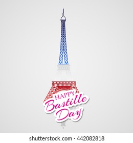 Vector illustration of Eiffel Tower for France Bastille Day.