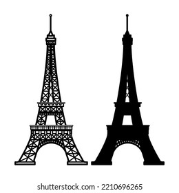 Ilustración vectorial de la Torre Eiffel aislada en fondo blanco