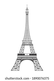 Vector illustration of Eiffel Tower on black and white sketch style