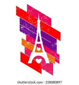 Vector illustration of Eiffel Tower in Paris, vector template for design t-shirts, graphics