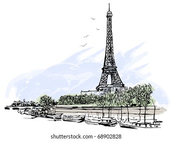 Vector illustration of Eiffel Tower in Paris