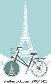 Vector Illustration of Eiffel Tower with retro bicycle.
Illustration for your designs.