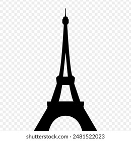 Vector illustration of Eiffel Tower silhouette on transparent background