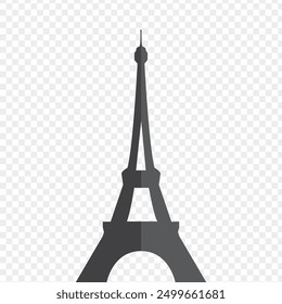 Vector illustration of Eiffel Tower silhouette on transparent background