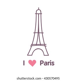 Vector illustration with Eiffel tower and slogan - I love Paris.