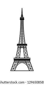 Vector illustration of Eiffel Tower symbol of Paris, France. Black silhouette isolated