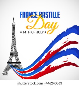 Vector illustration of a Eiffel Tower with Wave for France Bastille Day.