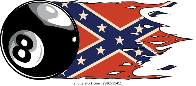 vector illustration of eight ball with confederate flag