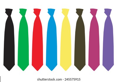 Vector illustration of eight colored tie