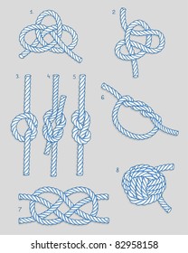 Vector illustration of eight knots.