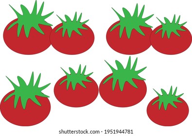 Ilustración vectorial de ocho tomates rojos sobre fondo blanco