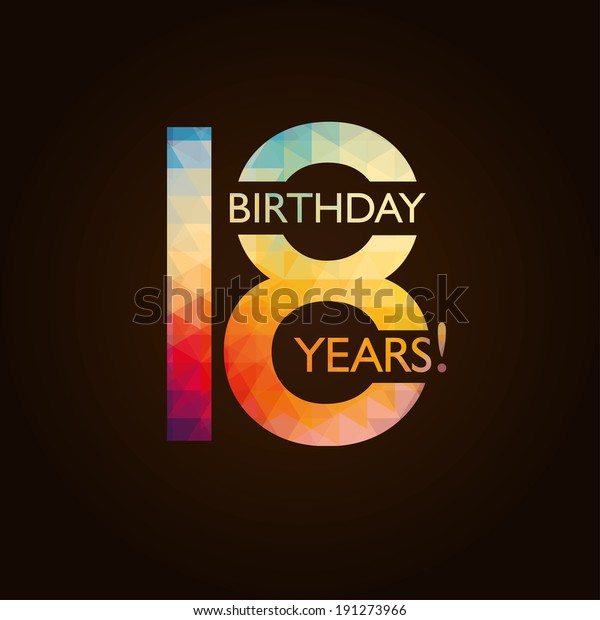 Vector Illustration Eighteenth Birthday Greetings Colorful Stock Vector ...