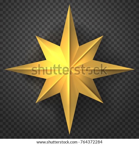 Vector illustration of eight-pointed gold metal star