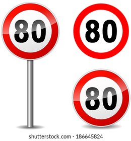 Vector illustration of eighty regulation sign on white background