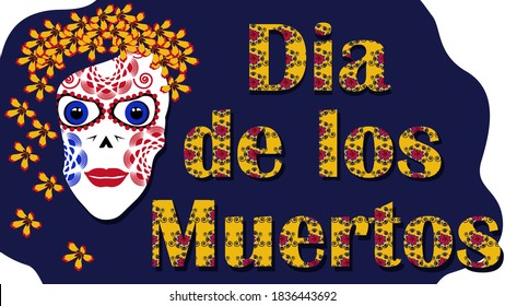 Vector illustration. El día de los Muertos. The traditional character of the Day of the Dead is Katrina.