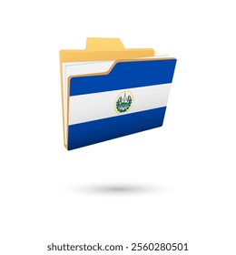 Vector illustration of El Salvador flag isolated in file folder on white background.