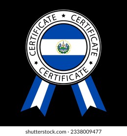 Vector illustration of El Salvador ribbon certificate on black background.