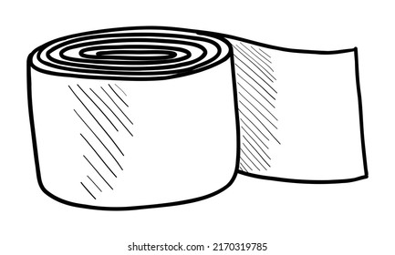 ILUSTRACIÓN DE VECTORES DE UN BANDAJE ELÁSTICO AISLADO EN UN FONDO BLANCO. DIBUJO A MANO