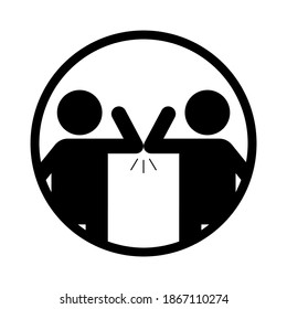 Vector Illustration Of Elbow Bump Icon , People Greeting Without Hands On White Background.