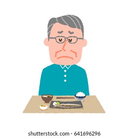 vector illustration of an elder man without appetite