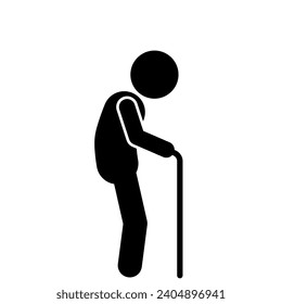 vector illustration of elderly, elderly with cane and wheelchair