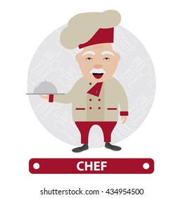 Vector illustration of elderly chef cook