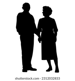 Vector illustration. An elderly couple. Husband and wife. Pensioners. Aged people.