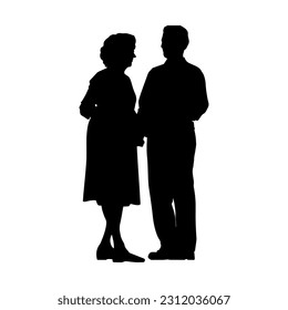 Vector illustration. An elderly couple. Husband and wife. Pensioners. Aged people.