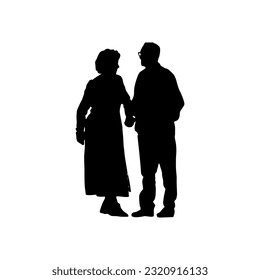 Vector illustration. An elderly couple of pensioners.