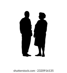 Vector illustration. An elderly couple of pensioners.