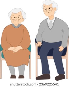 A vector illustration of elderly couple sitting together.