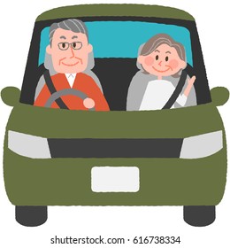 a vector illustration of the elderly driver