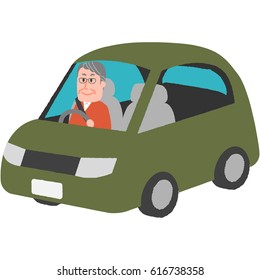 a vector illustration of the elderly driver