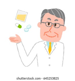 Vector Illustration Elderly Male Pharmacist Stock Vector (Royalty Free ...