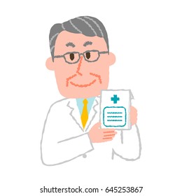 vector illustration of an elderly male pharmacist