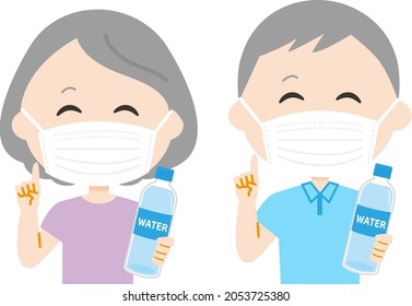 Vector illustration of an elderly woman　 and man.